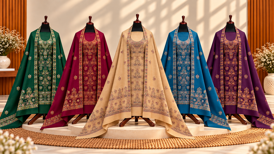 Pashmina Handmade Needle Work 3Pc Suits