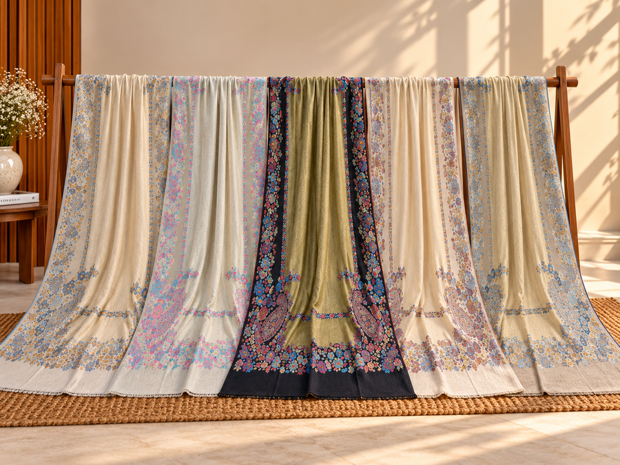 Luxury Moonlight Kani Border Shawls