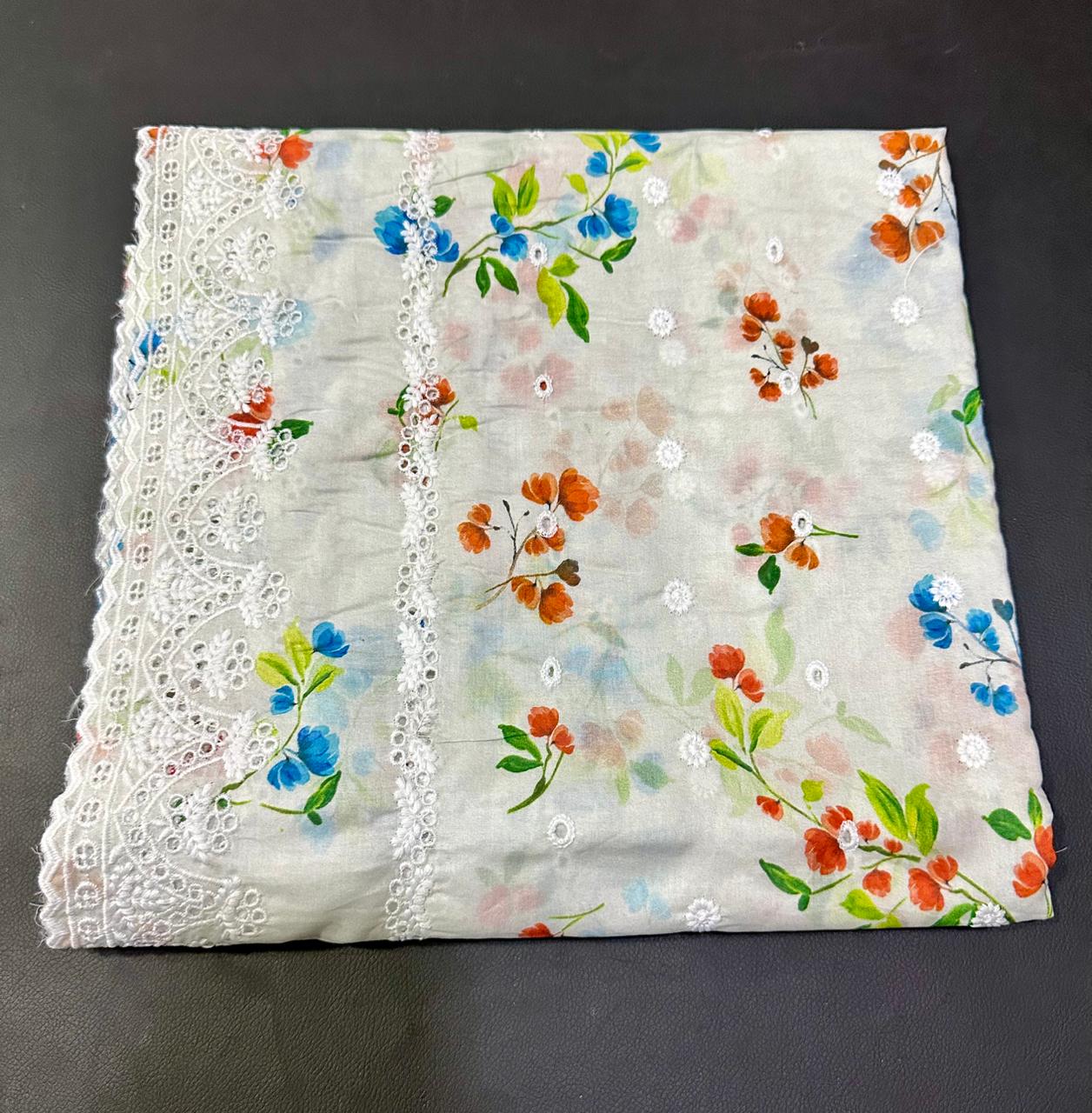 Printed Lawn Chikankari Shawls