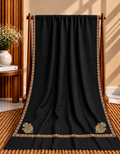 Black 4-Side Kingri Border Embroidered Pashmina Shawl