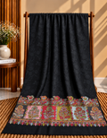 Black Pashmina Kani Border with Self Print Shawl