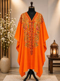 Orange Pashmina Kashmiri Embroidered Cape Shawl image 0