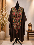 Choc Brown Pashmina Kashmiri Embroidered Cape Shawl image 0