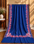 Navy Blue Pashmina Kani Floral Border Shawl
