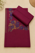 Magenta 3-Piece Plain Pashmina Suit with Magenta Floral Kani Border Shawl