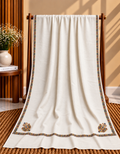 Off White 4-Side Kingri Border Embroidered Pashmina Shawl