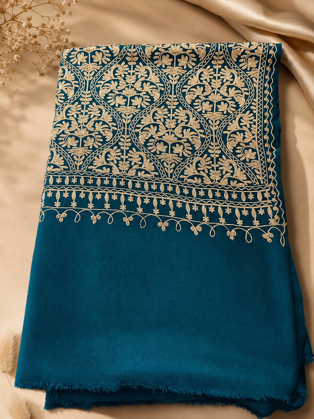 Pashmina Embroidered Shawl | Kashmiri Aar Work | Elegant Matka Design