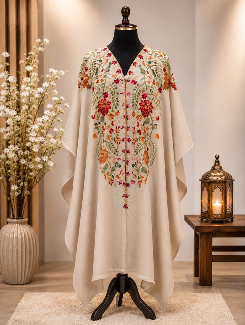 Light Skin Pashmina Kashmiri Embroidered Cape Shawl image 0