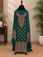 Dark Green Premium Kashmiri Kani Pashmina 3Pc Suit
