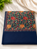 Navy Blue Pashmina Full Embroidered Shawl | Kashmiri Aar Work | Elegant Jaal Design