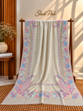 Off-White Moonlight Kani Border Shawl – Light Purple Floral