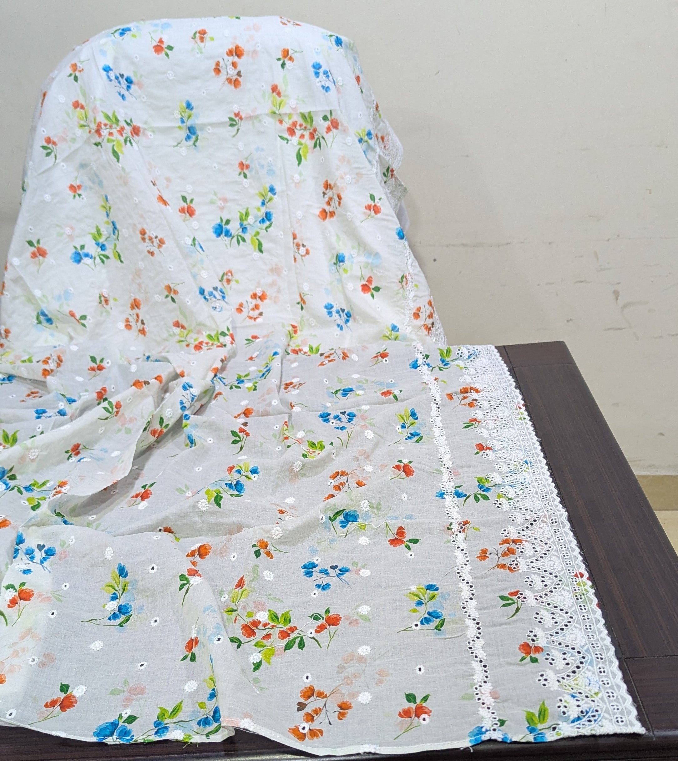 Pure Lawn Printed Chikankari Embroidered Shawl