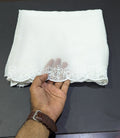 Crinkle Chiffon Embroidered Dyeable Cutwork Border Dupattas