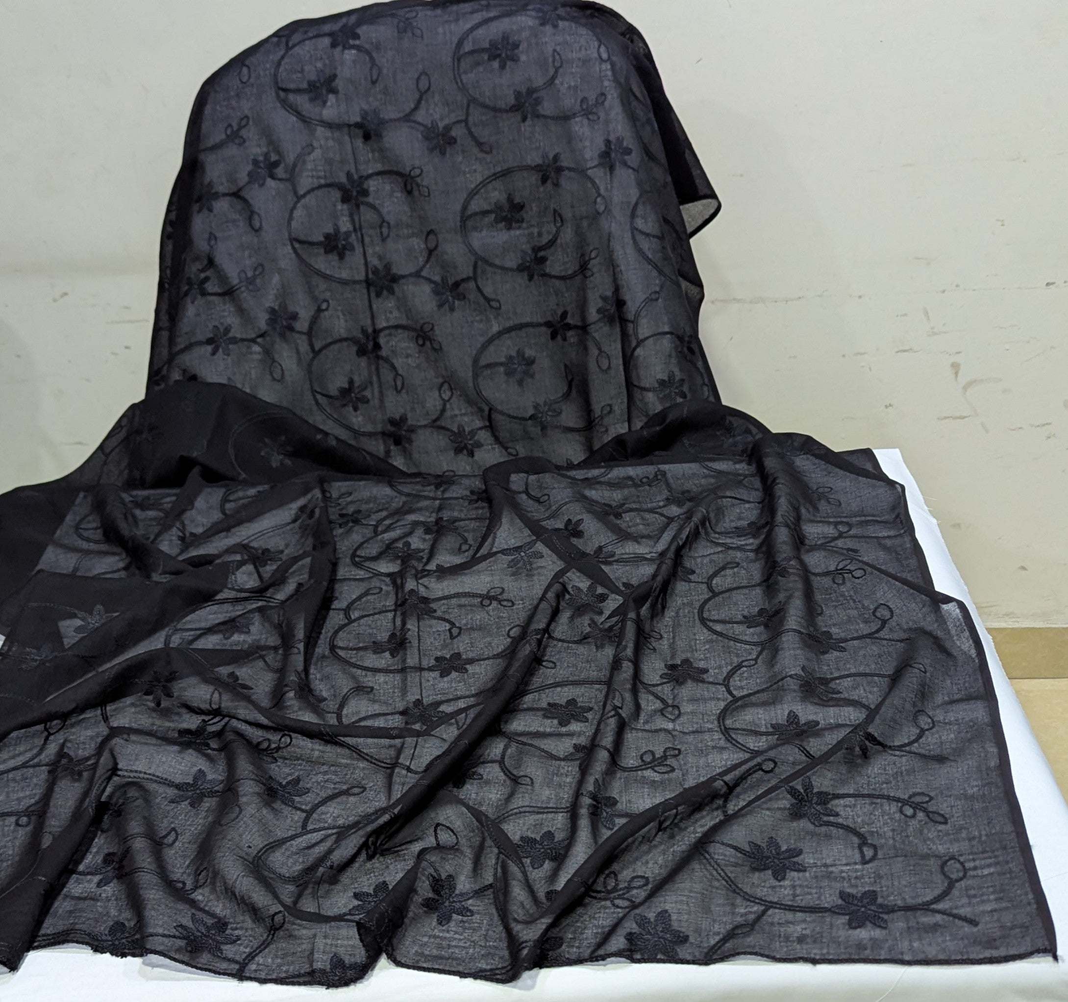 Black Pure Lawn Embroidered Dupattas