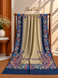 Mehandi Green Moonlight Kani Border Shawl – Navy Floral