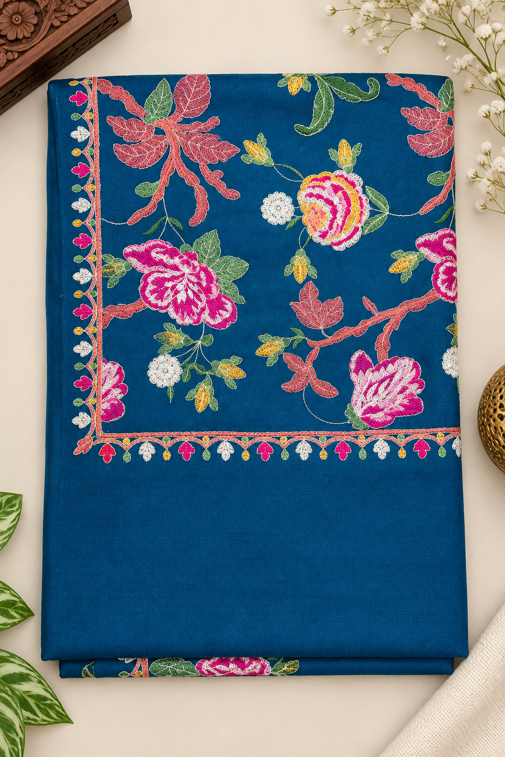 Zinc Pashmina Full Gulabkar Embroidered Stole