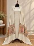 Skin 3-Piece Plain Pashmina Suit with Kani Border + Self Pashmina Shawl
