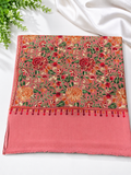 Tea Pink Pashmina Full Embroidered Shawl | Kashmiri Aar Work | Elegant Jaal Design
