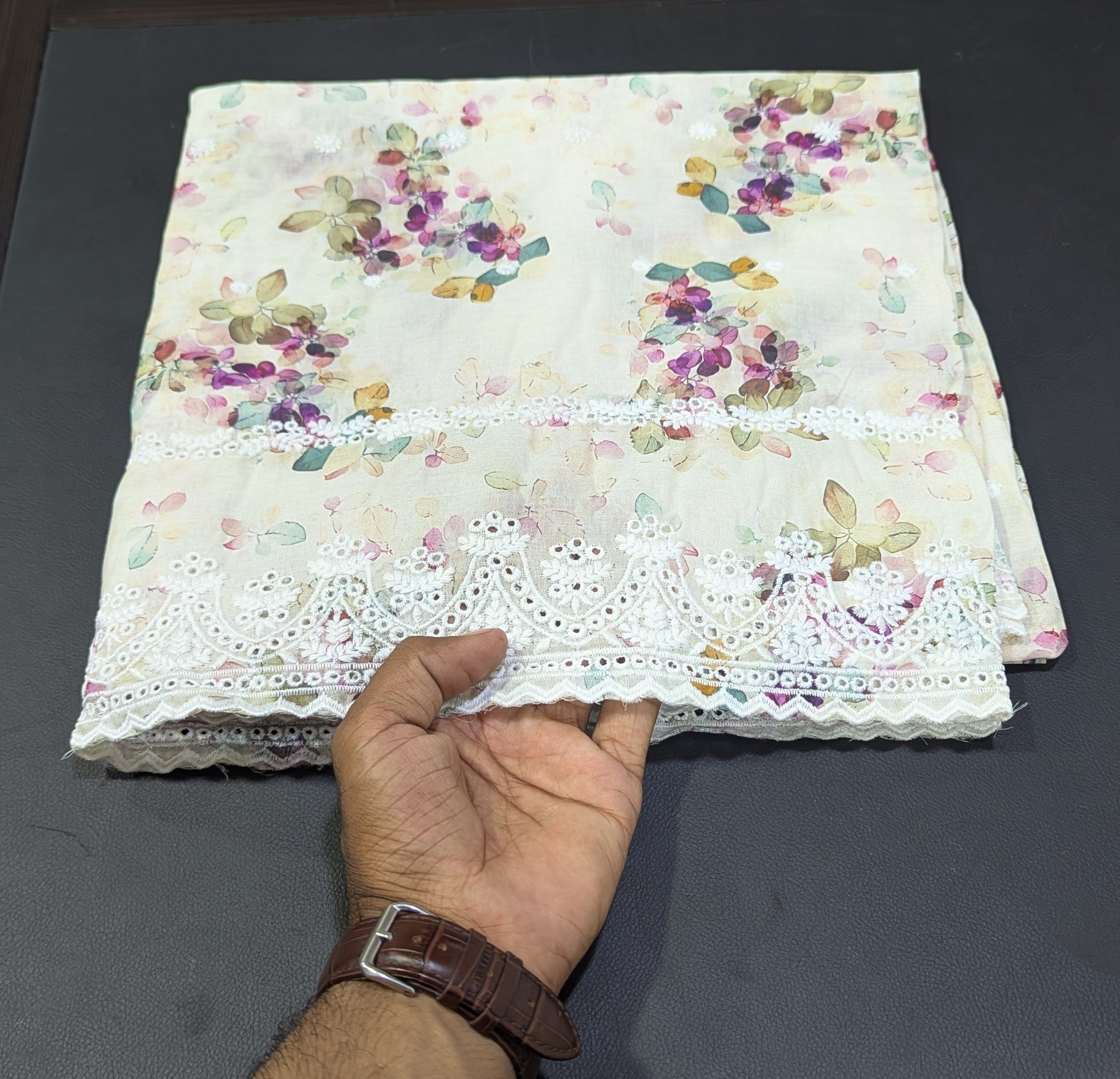 Pure Lawn Printed Chikankari Embroidered Shawl