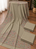 Dark Skin Plain Pashmina 3Pc Suit With Handmade Needle Work Shawl