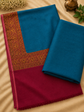 Zinc 3-Piece Plain Pashmina Suit with Kani Border Shawl