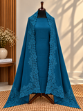 Zinc 3-Piece Plain Pashmina Suit with Chantilly & Appliqué Shawl