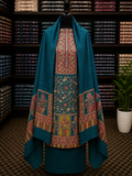 Zinc Blue Premium Kashmiri Kani Pashmina 3Pc Suit