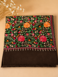 Choc Brown Pashmina Full Embroidered Shawl | Kashmiri Aar Work | Elegant Jaal Design