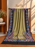 Mehandi Green Moonlight Kani Border Shawl – Black & Blue Floral
