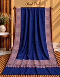 Navy Blue Pashmina Kani Paisley Border Shawl