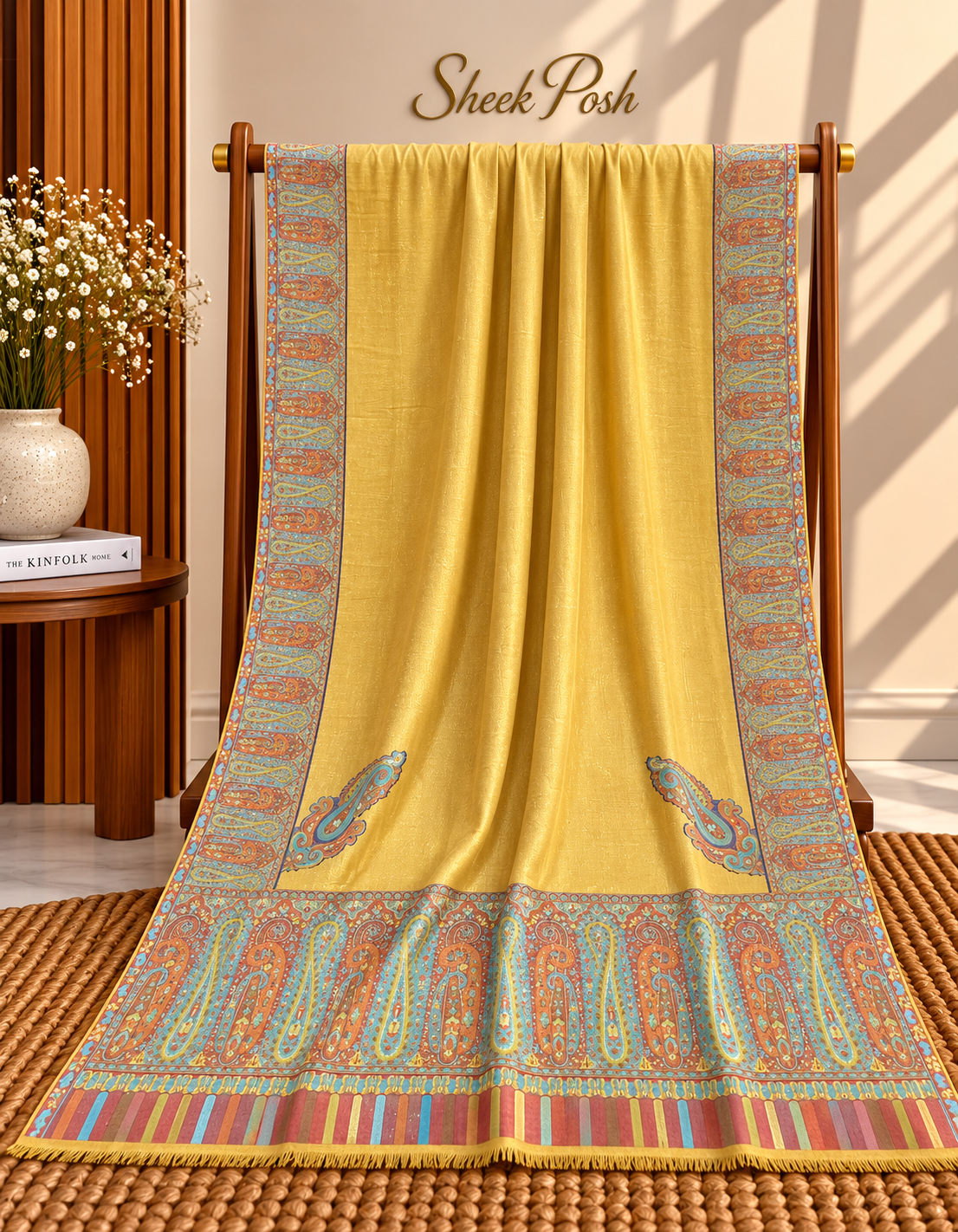 Mustard Moonlight Kani Border Shawl – Paisley