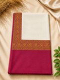 Off-White Kani Border Pashmina Shawl