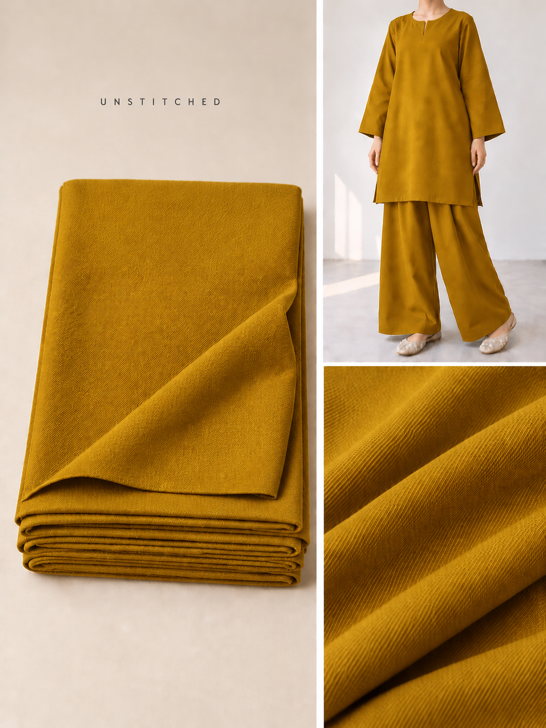 Mustard Plain Pashmina Suit