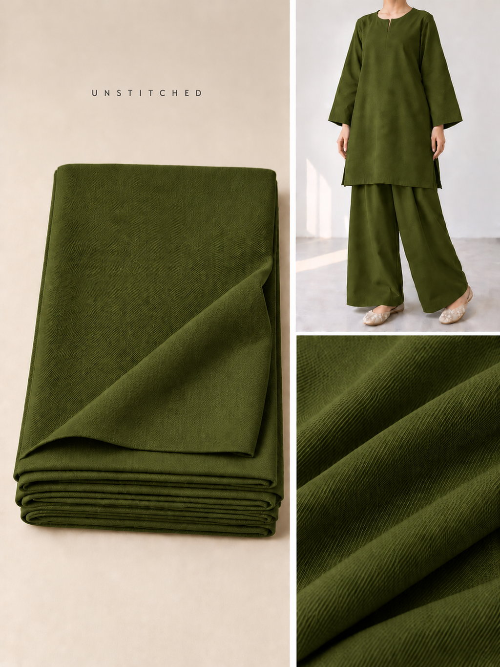 Mehandi Green Plain Pashmina Suit