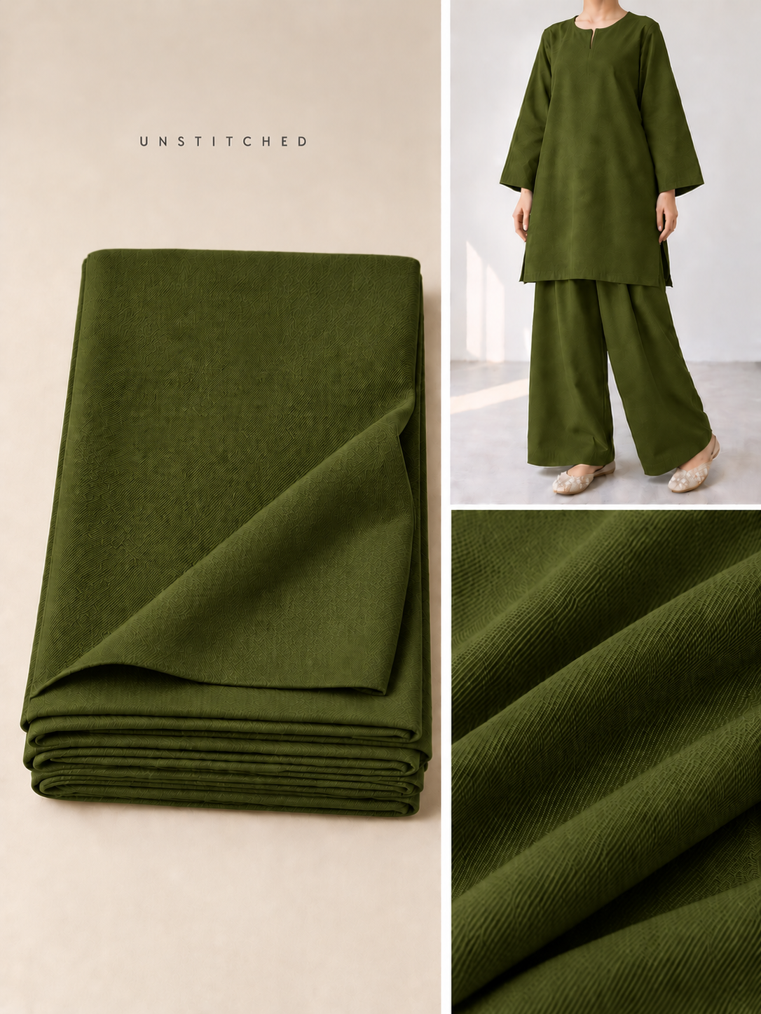 Mehandi Green Plain Pashmina Suit