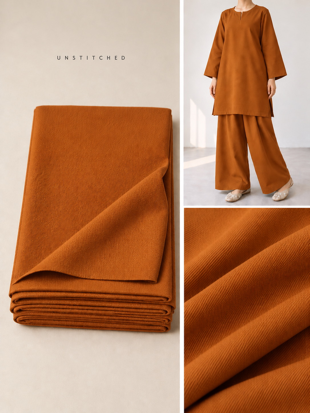 Rust Plain Pashmina Suit