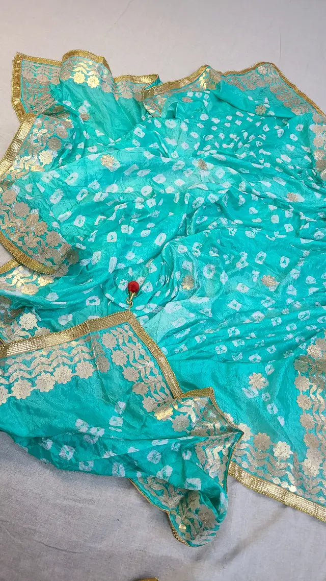 Silk Chunri Handmade Embroidered Dupatta Gota Work