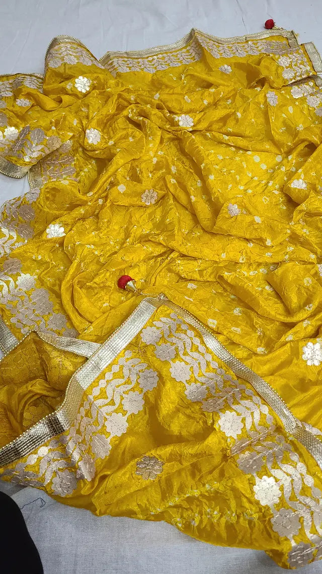Silk Chunri Handmade Embroidered Dupatta Gota Work