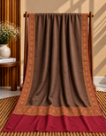 Choc Brown Kani Border Pashmina Shawl