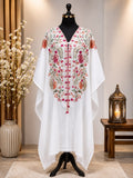 Off-White Pashmina Kashmiri Embroidered Cape Shawl image 0