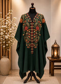 Dark Green Pashmina Kashmiri Embroidered Cape Shawl image 0