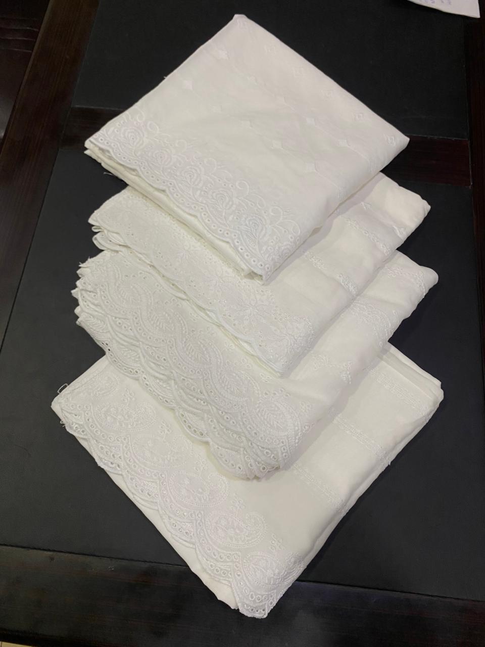 Pure Lawn White Chikankari Embroidered Shawl