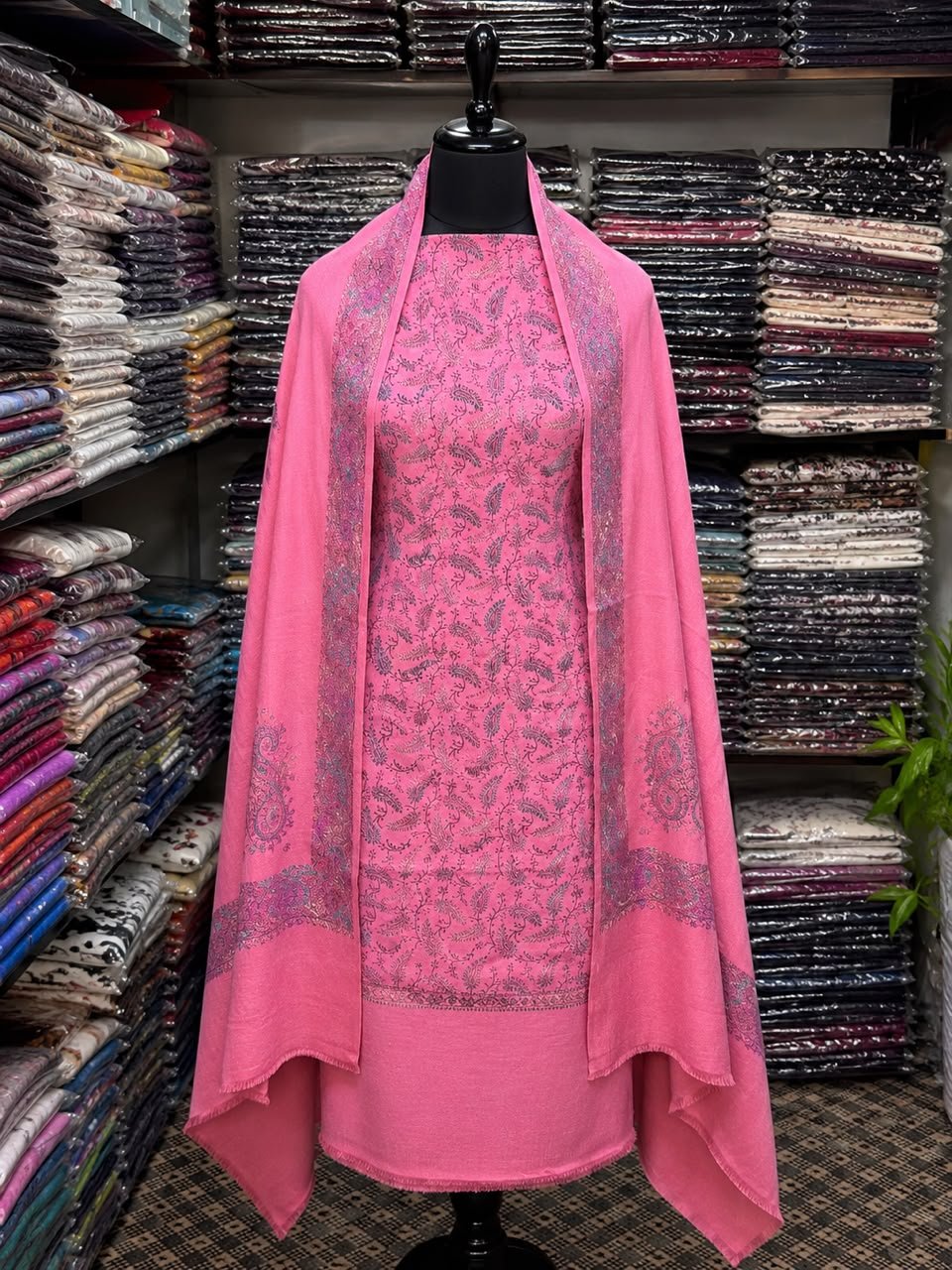 Kashmiri Pashmina Handmade Kacha Tanka Needle Work 3Pc Suit image 0