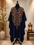 Navy Blue Pashmina Kashmiri Embroidered Cape Shawl image 0