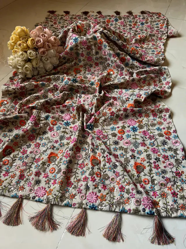 Luxury Khaddar Full Embroidered Shawl | Festive Wear